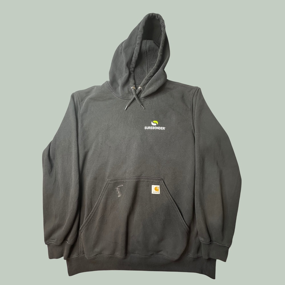 Carhartt Hoodie Mens L K121 BLK Original Fit Black Surebonder Logo Good
